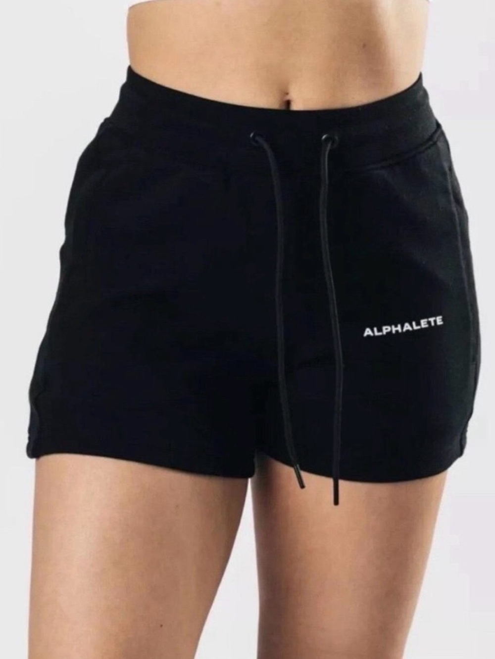 Alphalete Essential Core Sweat Shorts Black Drawstring Athletic Women’s S